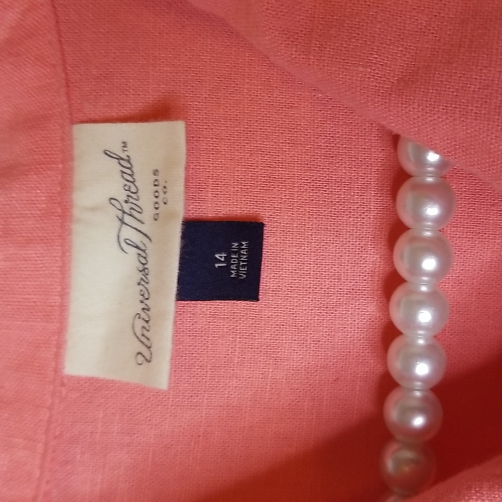 Universal Thread Womens Coral Pink Linen Blend Shortsleeve Romper Shorts Size 14 - Picture 5 of 11